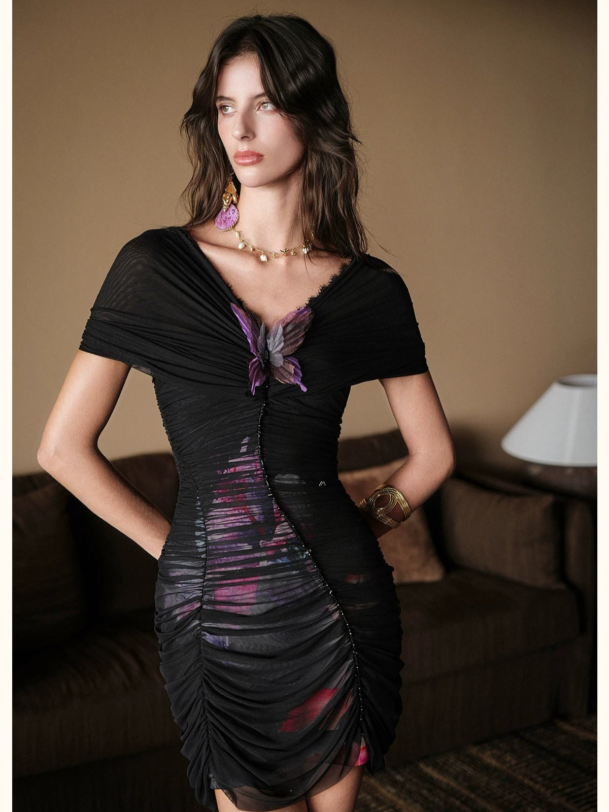 Butterfly Mesh Bodycon Dress