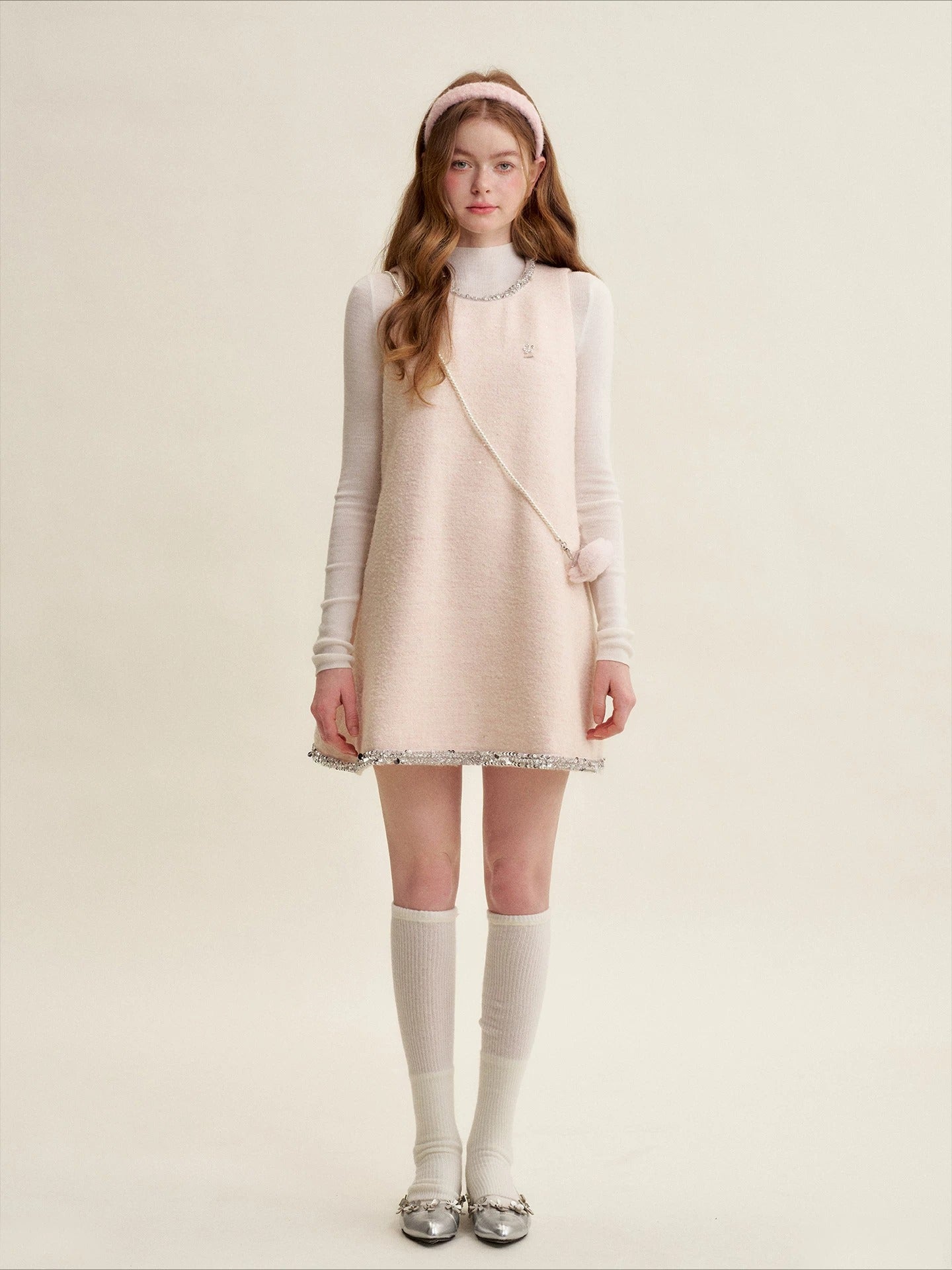Sequin Tweed Pinafore Dress