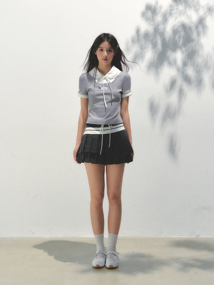 Collar Knitted Short-sleeve T-shirt