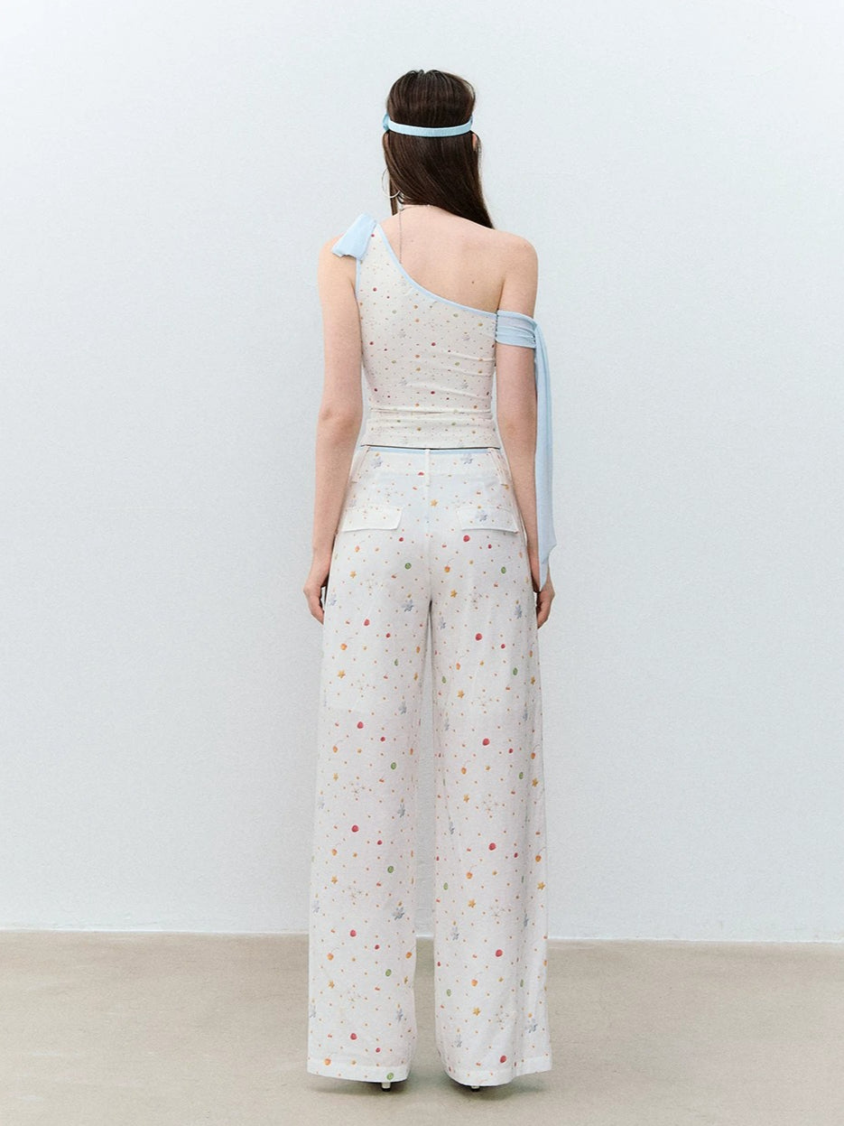 Printed One-Shoulder Top