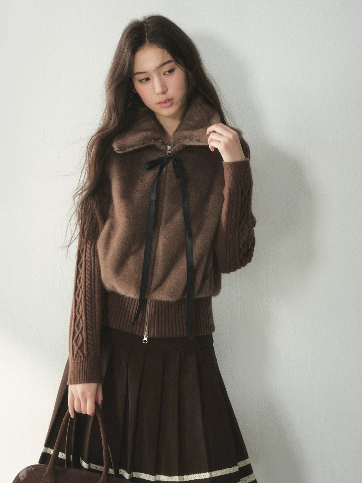 Oversized Collar Faux Fur Jacket