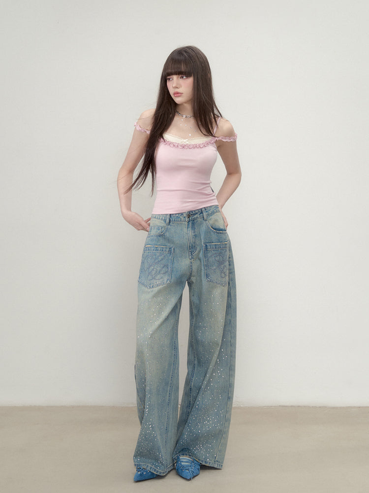 Pleated Faux Two-Piece Color-Block Vest