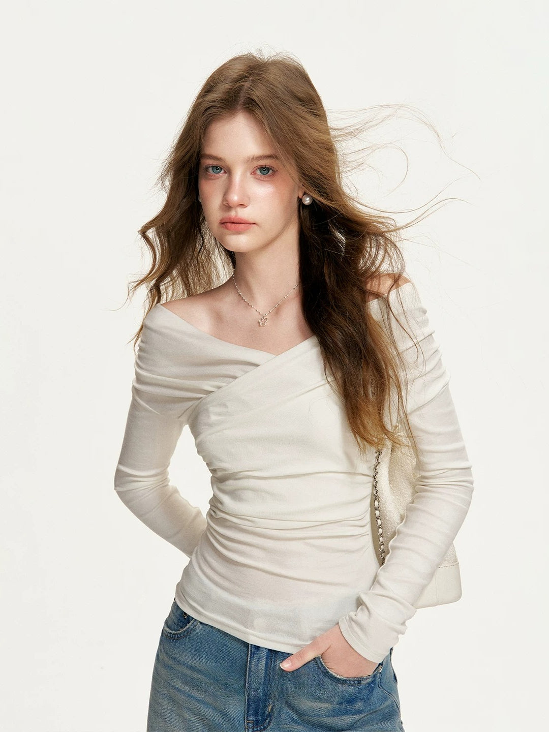 Cross-Neck Off-Shoulder Top