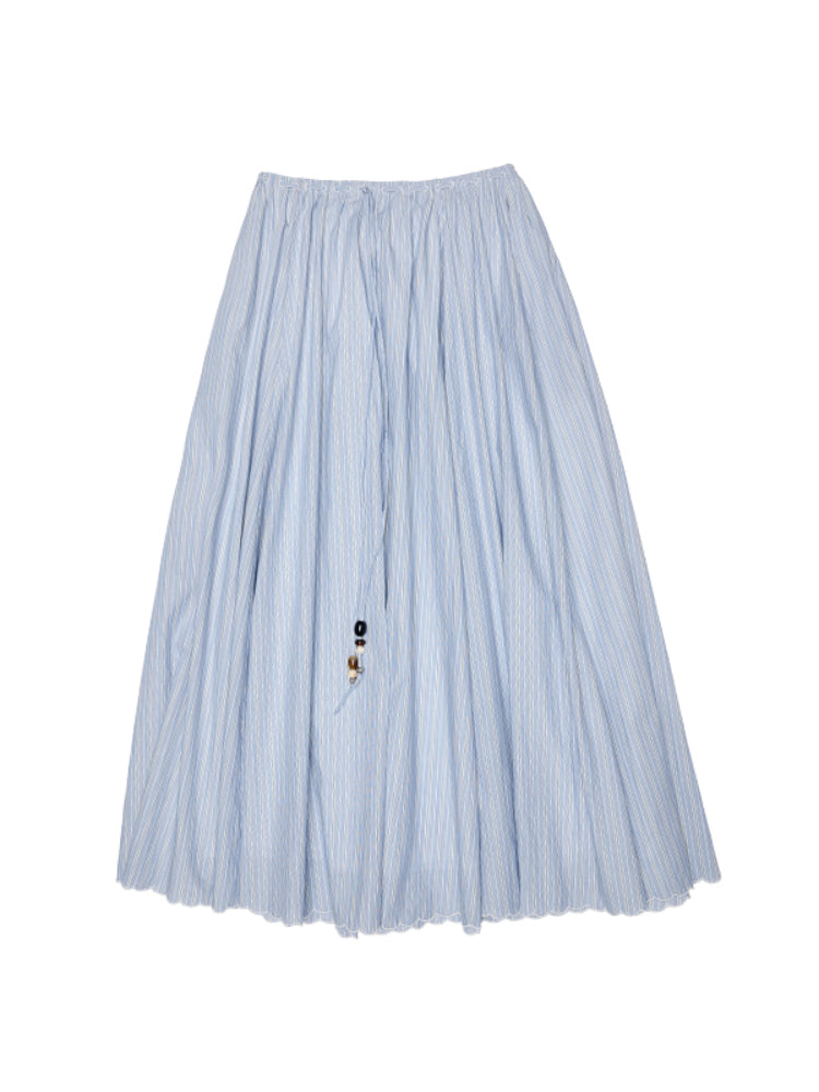 Striped Beaded A-line Skirt