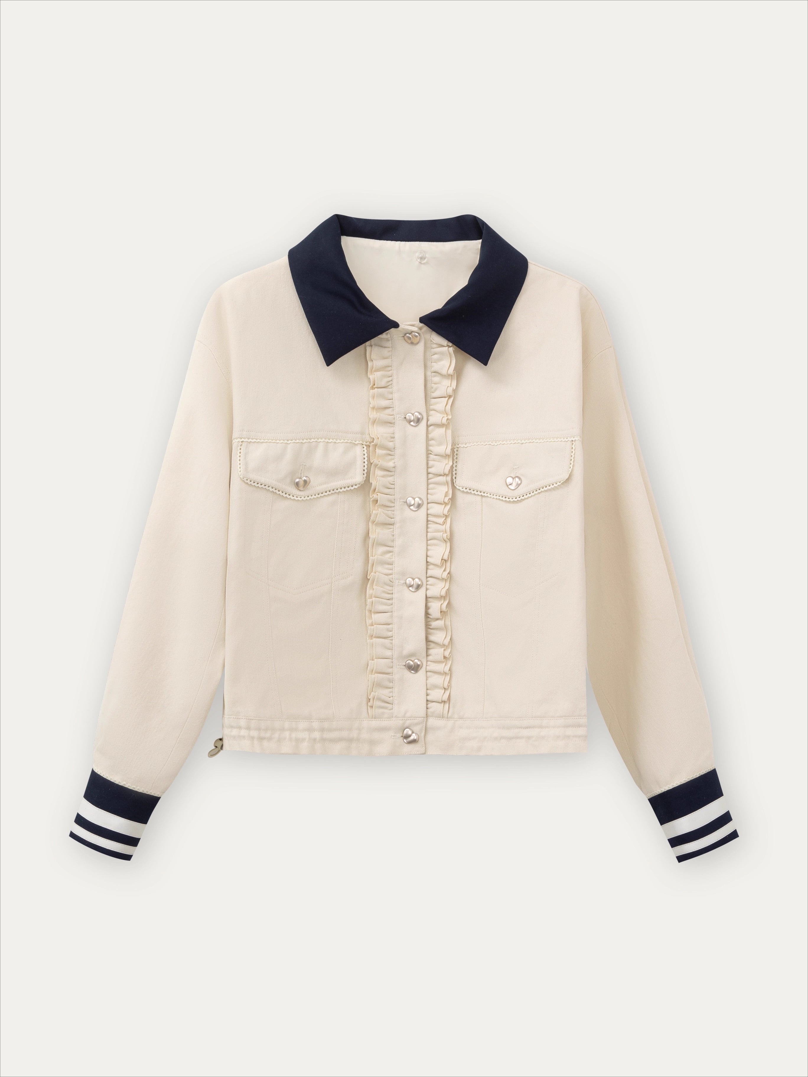 Naval Collar Vintage Stylish Jacket & Skirt Set
