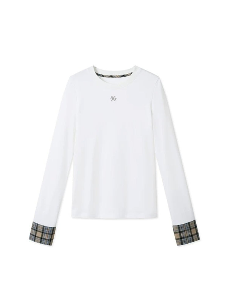 White Plaid Cuff Tee