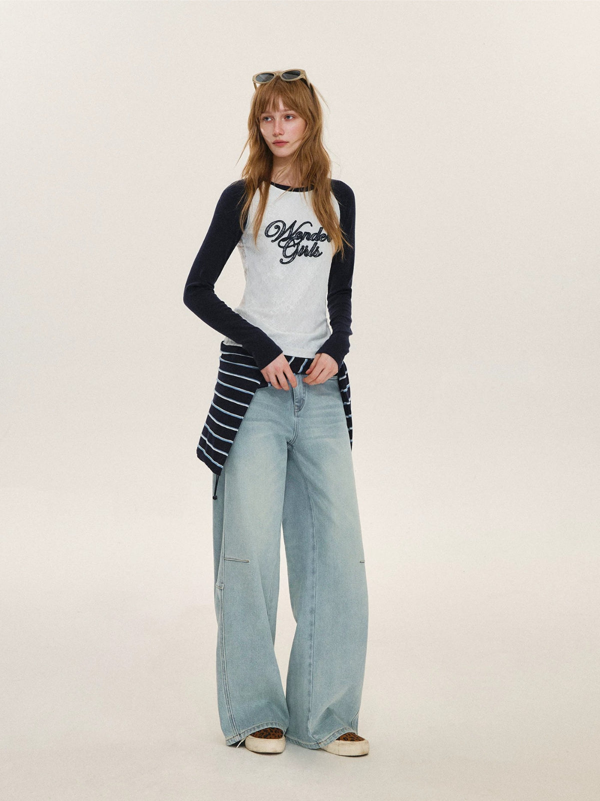 Retro Lace Embroidered Raglan Top