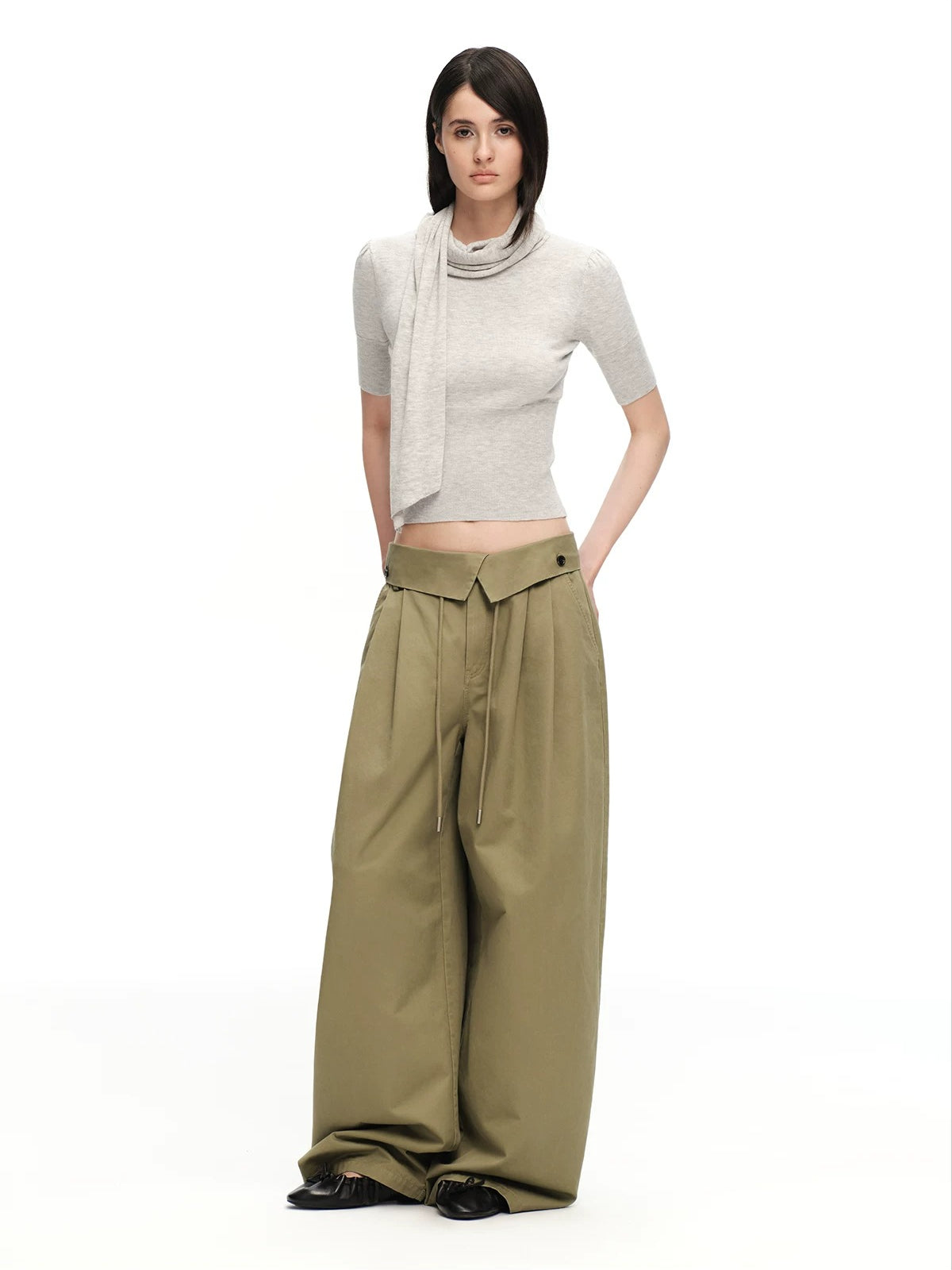 Scarf Sleeve Knit Top