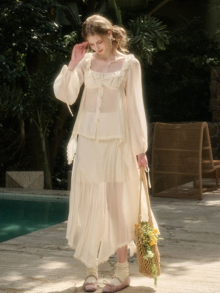 Tencel Air Fabric Shirt & Skirt Set