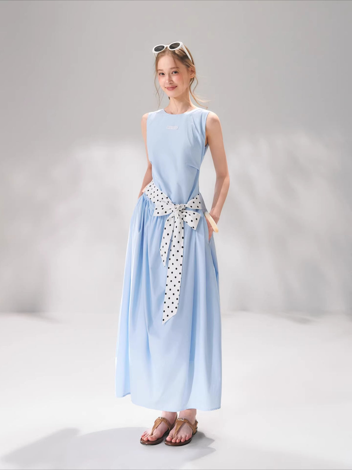 Polka Tie Midi Dress