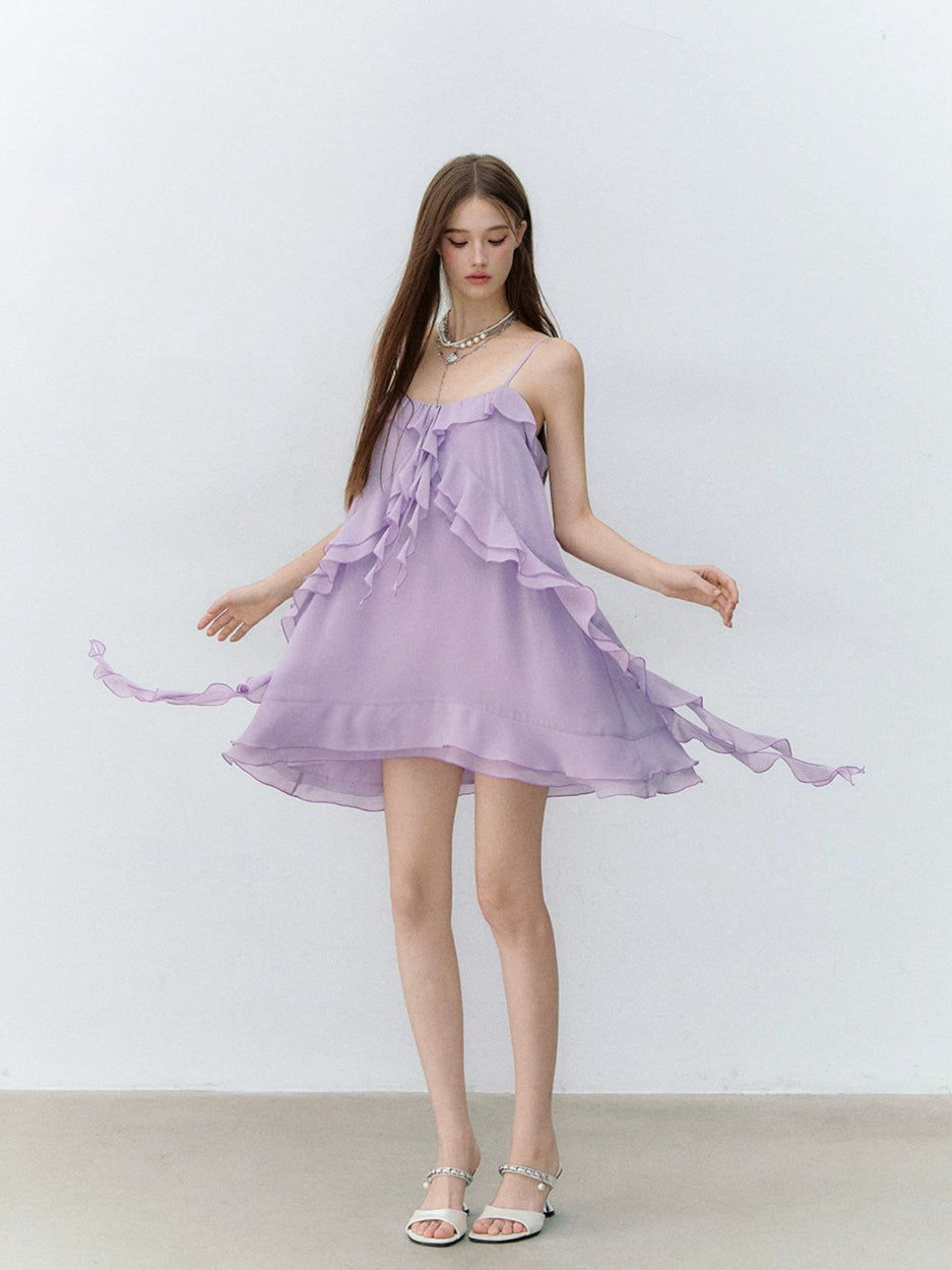 Ruffle Chiffon Cami Dress