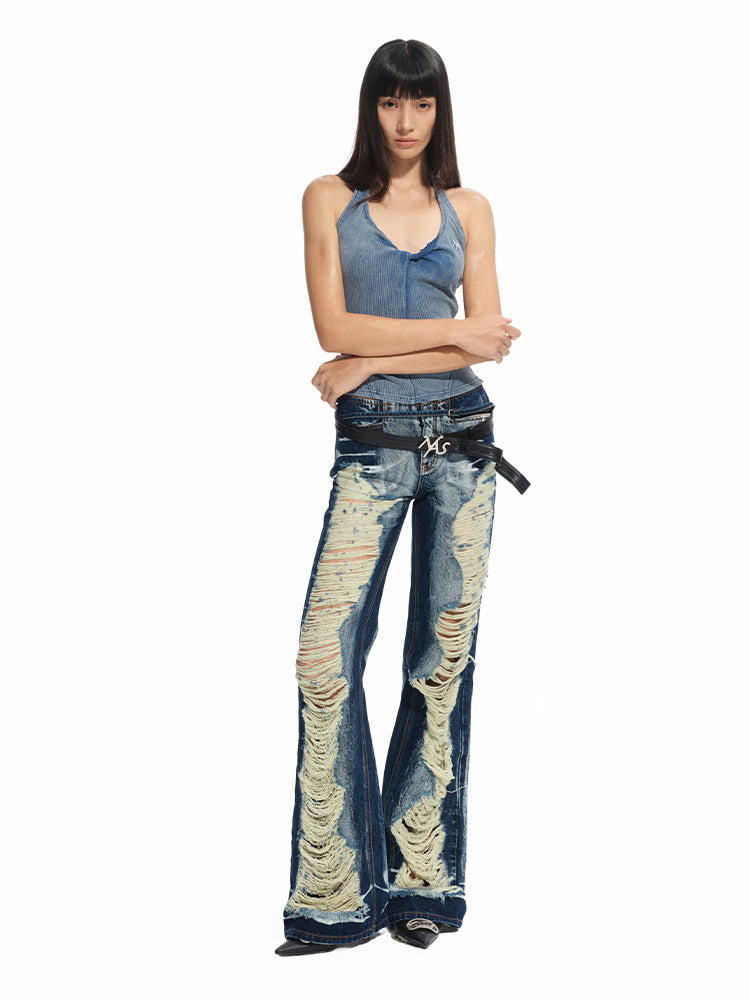 Denim-like Retro U-Neck Halter Camisole