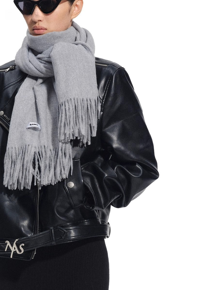 Classic Wool Blend Tassel Scarf