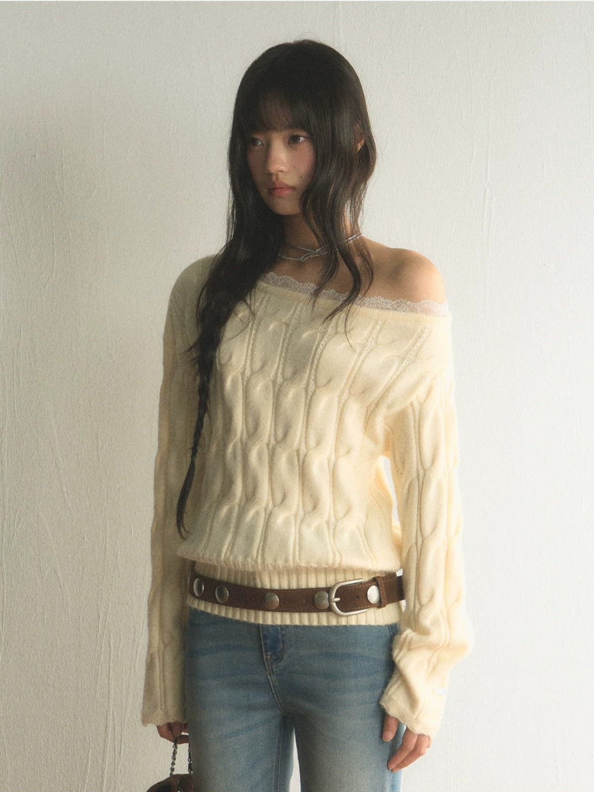 Off Shoulder Knit Sweater