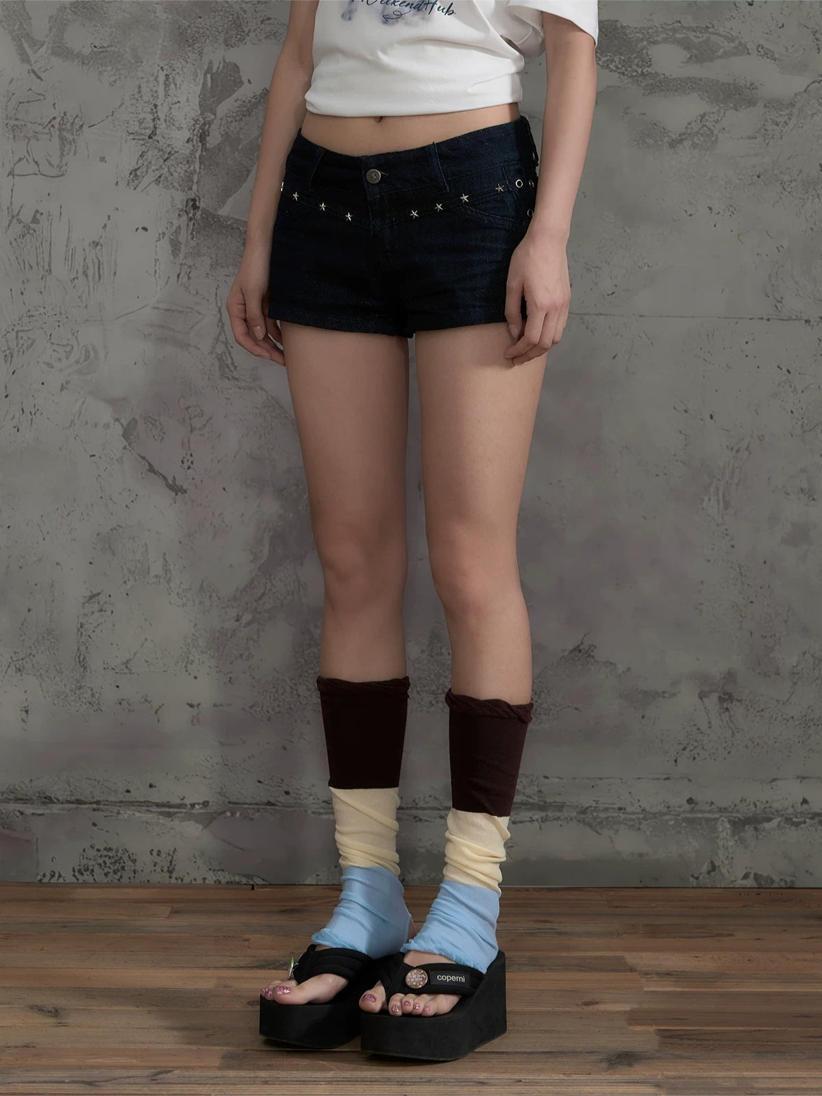 Stud Denim Shorts