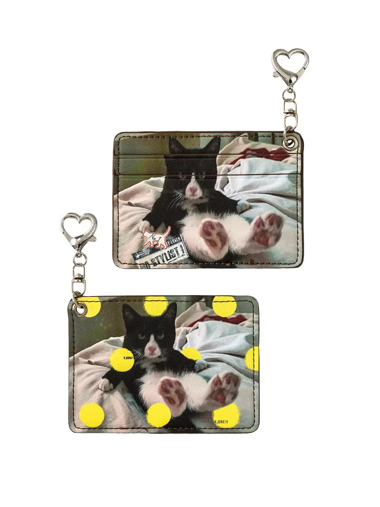 Polka Dot Cats & Dogs Charm Dual-Slot Card Holder