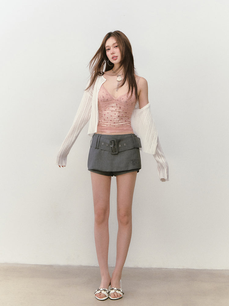 Irregular Tie-Dye Polka Dot Lace Vest