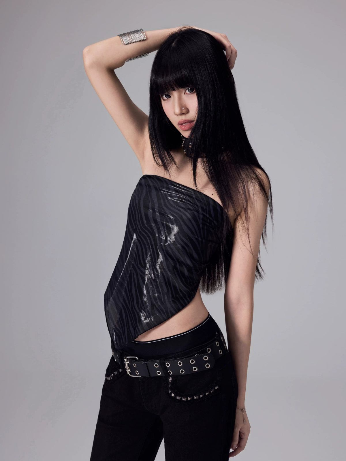Silk Scarf Print Bandeau Top