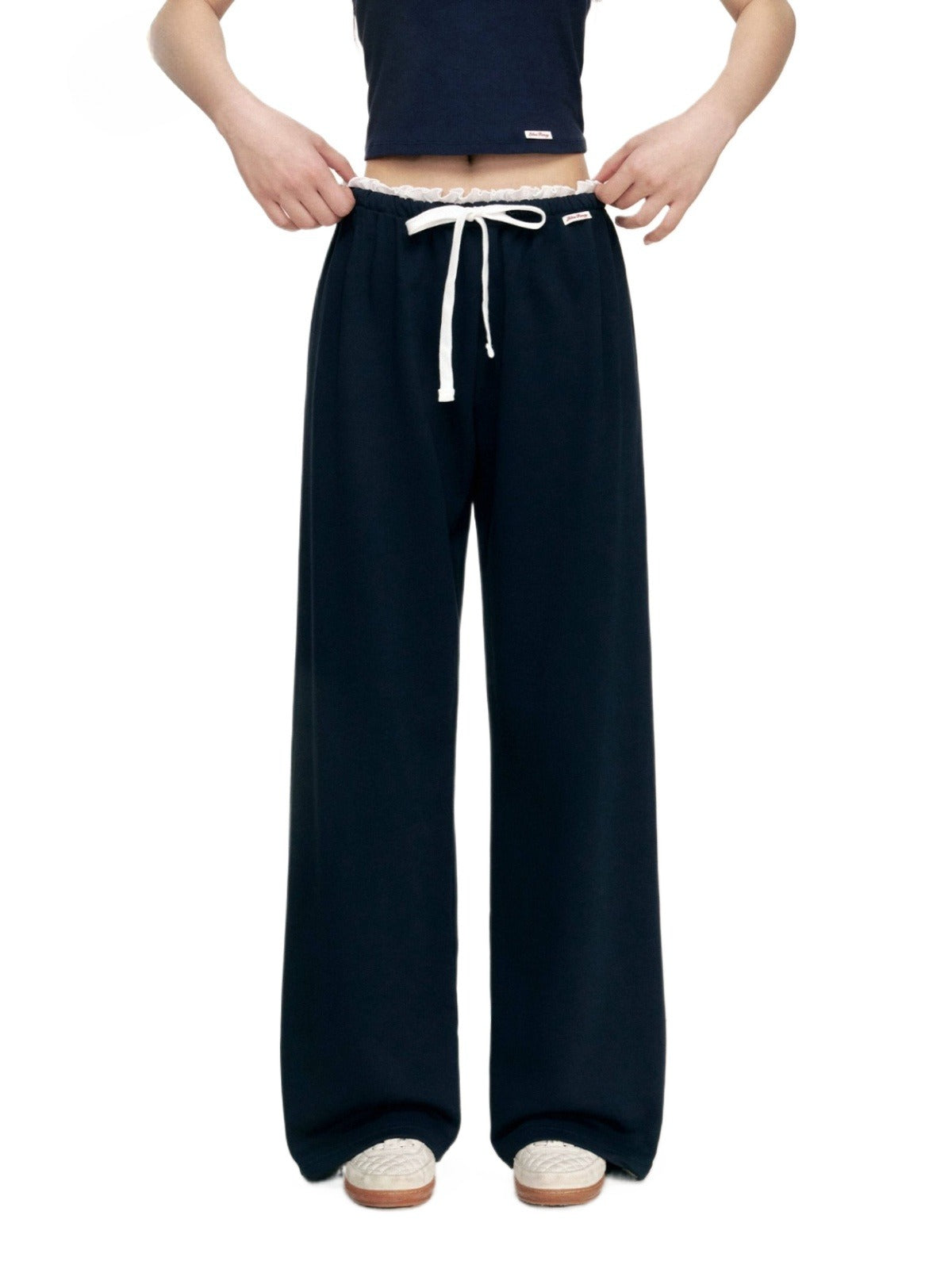 Ruffle Waist Straight Leg Sweatpants