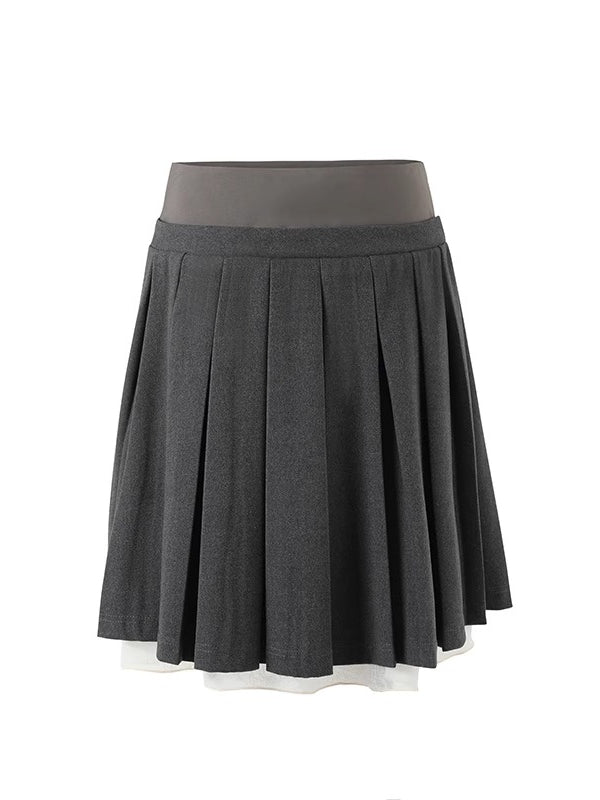 Gray Pleated Double-layer Pleated Skirt