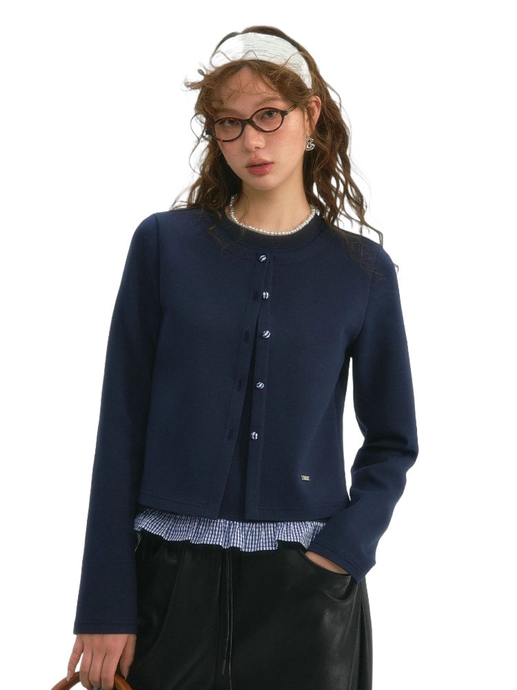 Fake Two-piece Round Neck Lace Top