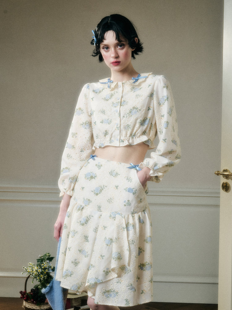 Comfortable Cotton Embroidered Shirt & Skirt Set