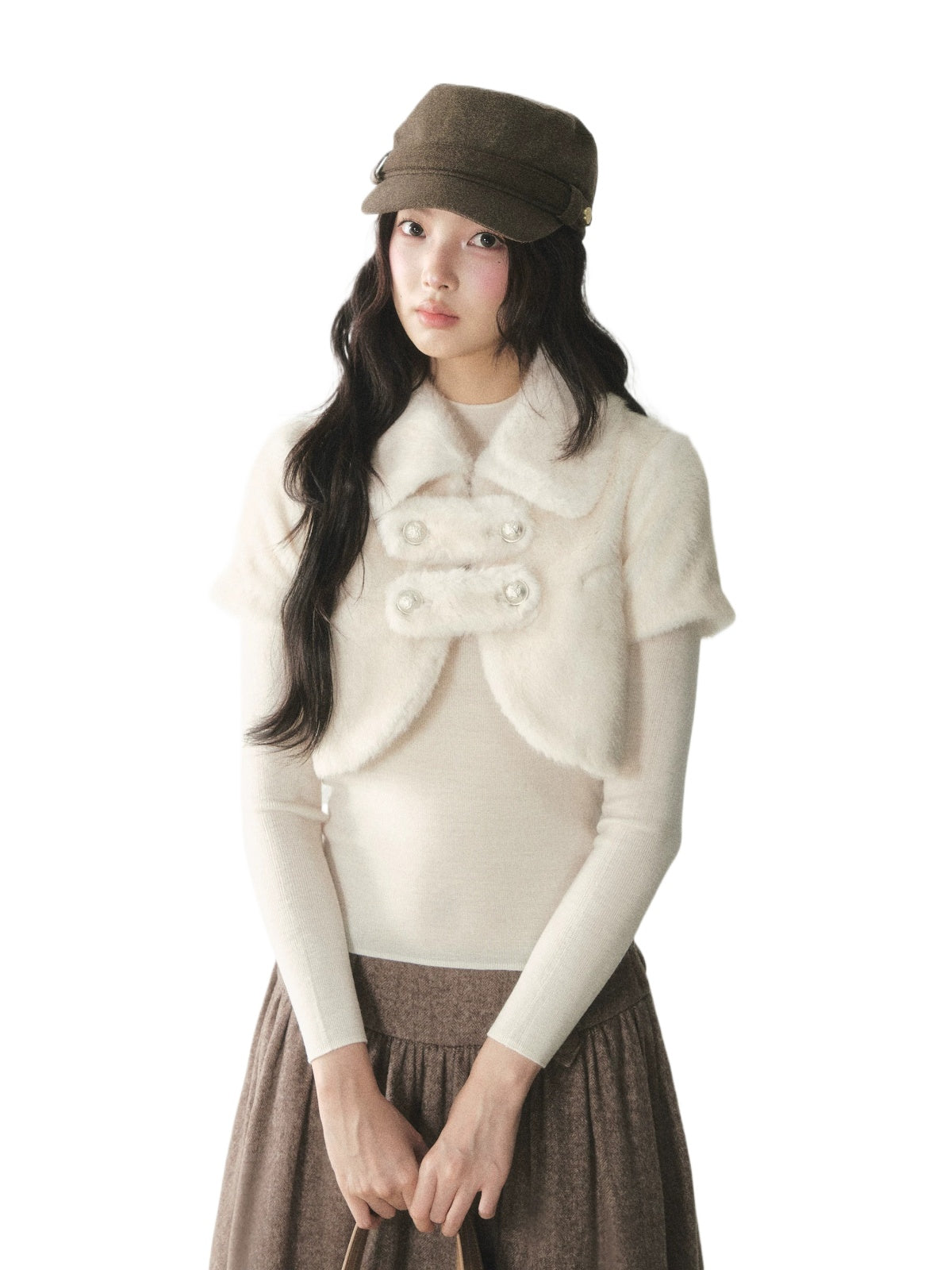 Double-Breasted Faux Fur Jacket