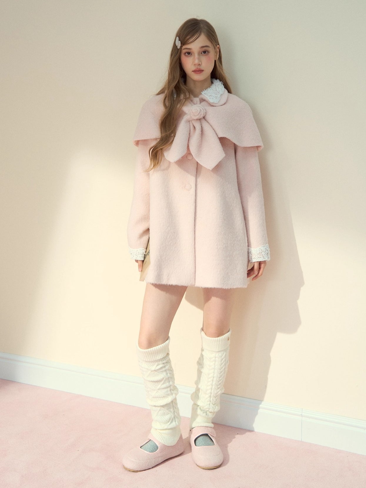 Two-Piece Cape Wool Coat