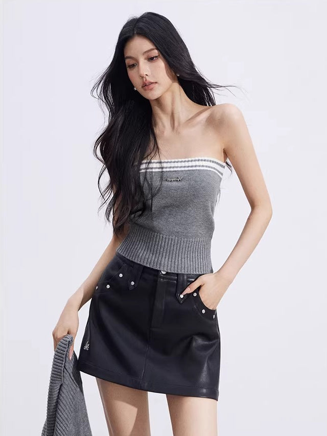 Gray & Beige Color-Block Cardigan Set