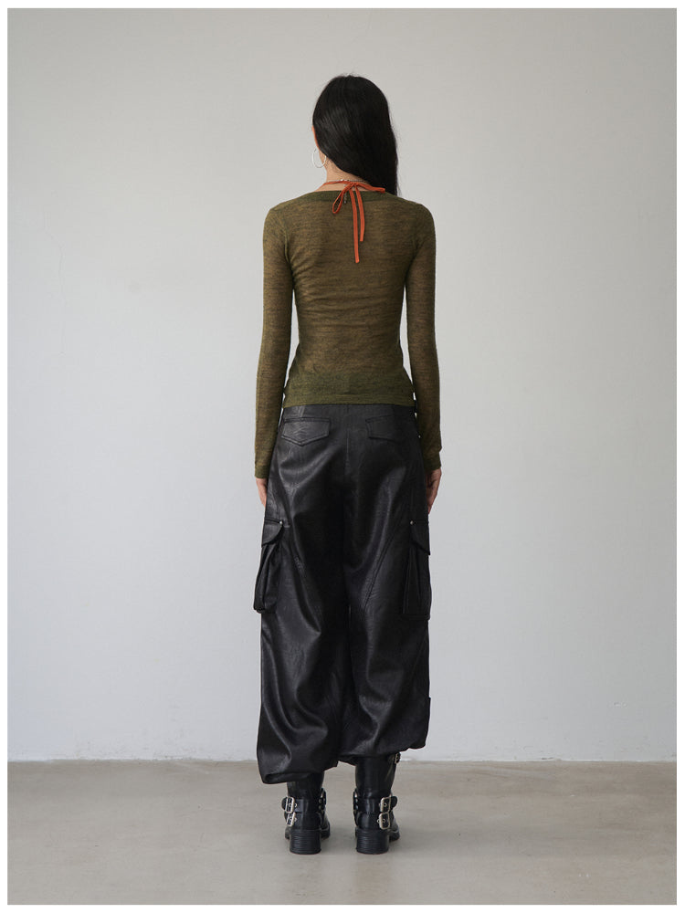 Fake Two-Piece Halter V-Neck Knit Sweater