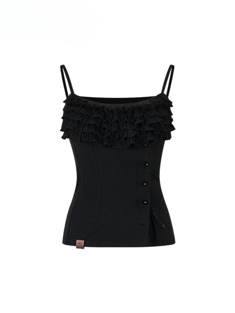 Multi-layer Neckline Waist-cinching Sling Vest