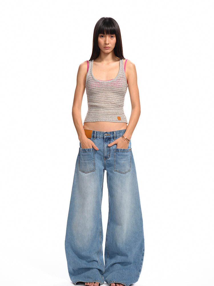 Knitted Hollow -Out Sling Vest