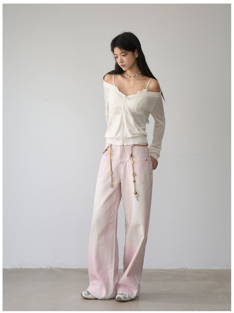 Pink Washed Distressed Jeans