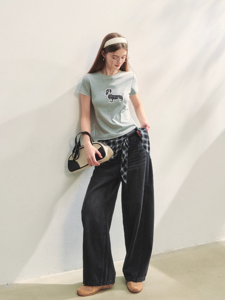 Print Dog Embroidered Tee