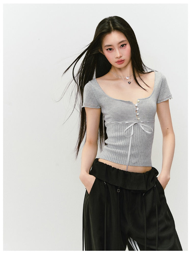 Bowknot Lyocell Knit T-shirt