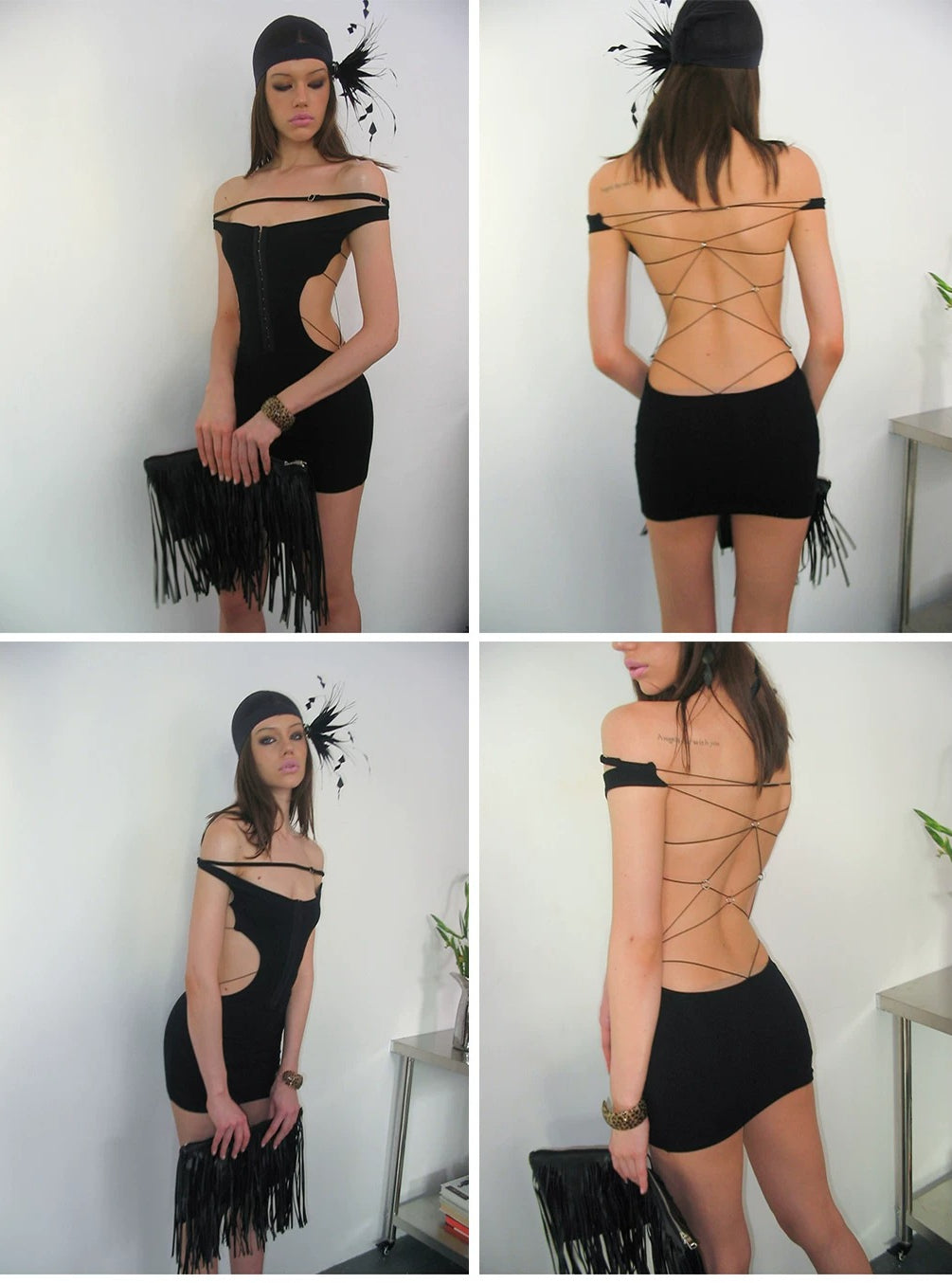 Black Lace-Up Halter Knit Dress