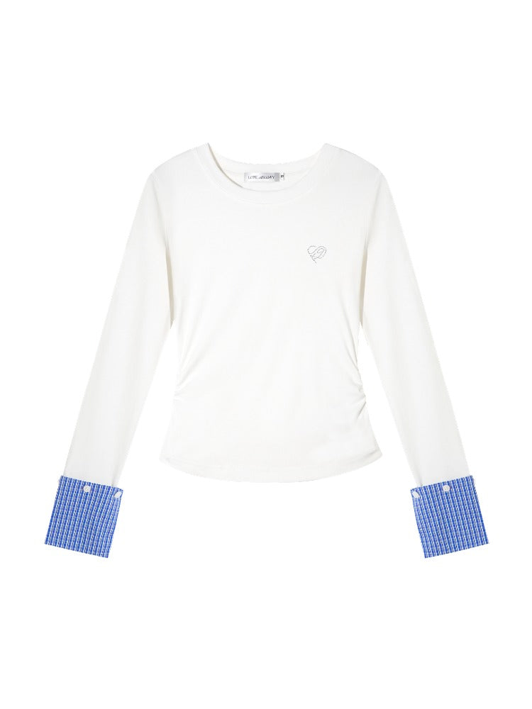 Plaid Patchwork Long-Sleeve T-shirt