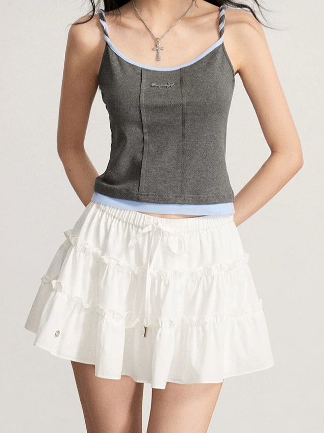 Ruffled Lace Mini Skirt