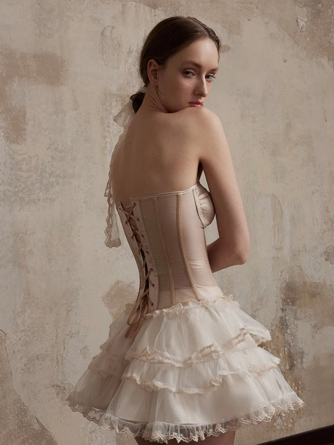 Apricot Corset Top & Skirt Set