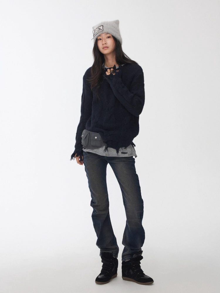 Cable Wool Brushed Sweater