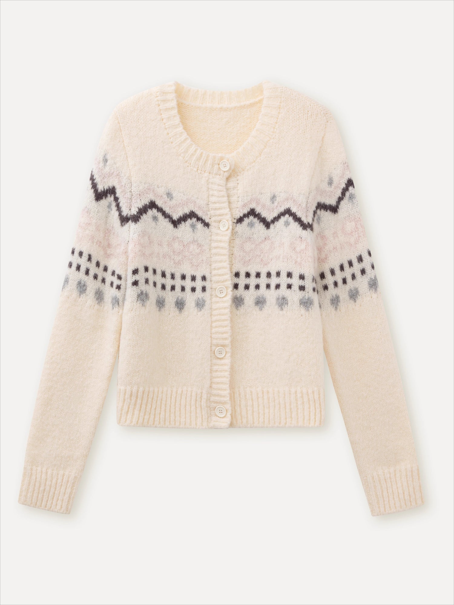 Fair Isle Knit Sweatshirt & Shorts & Scarf Set