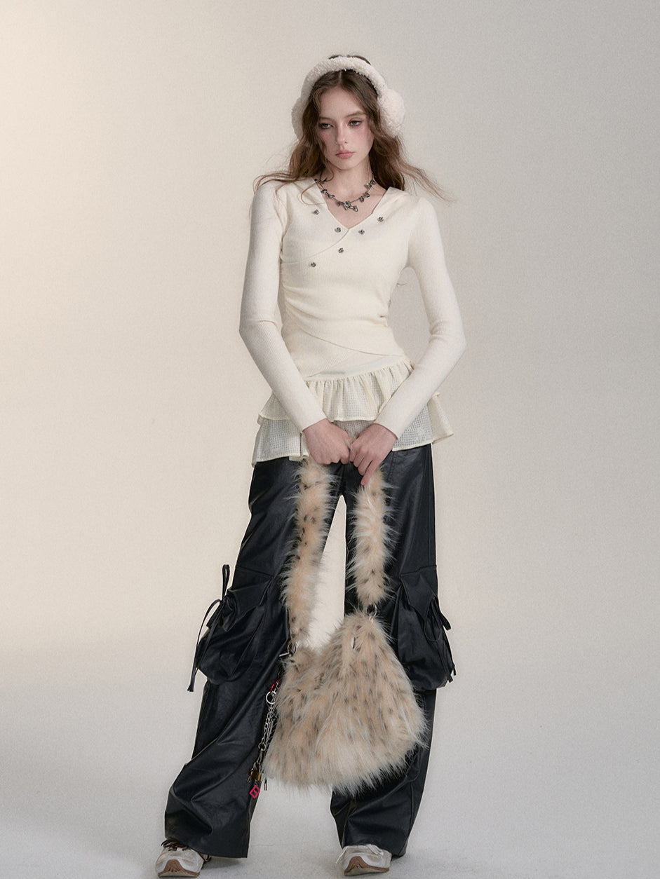 Wool-Blend Hooded Blouse