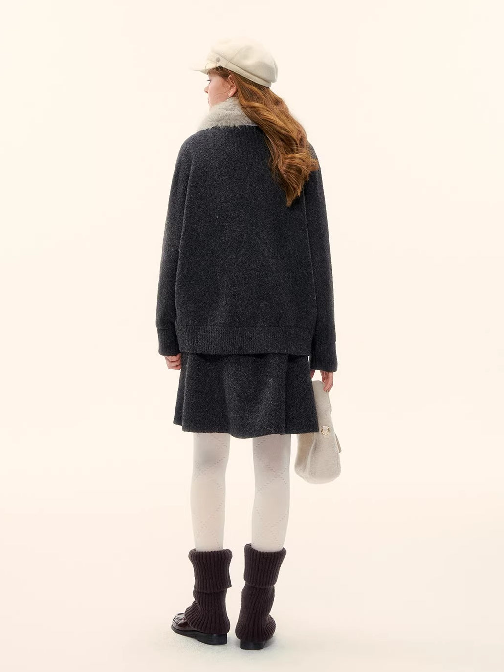 Wool-Blend Zip-Up Knit Jacket Set