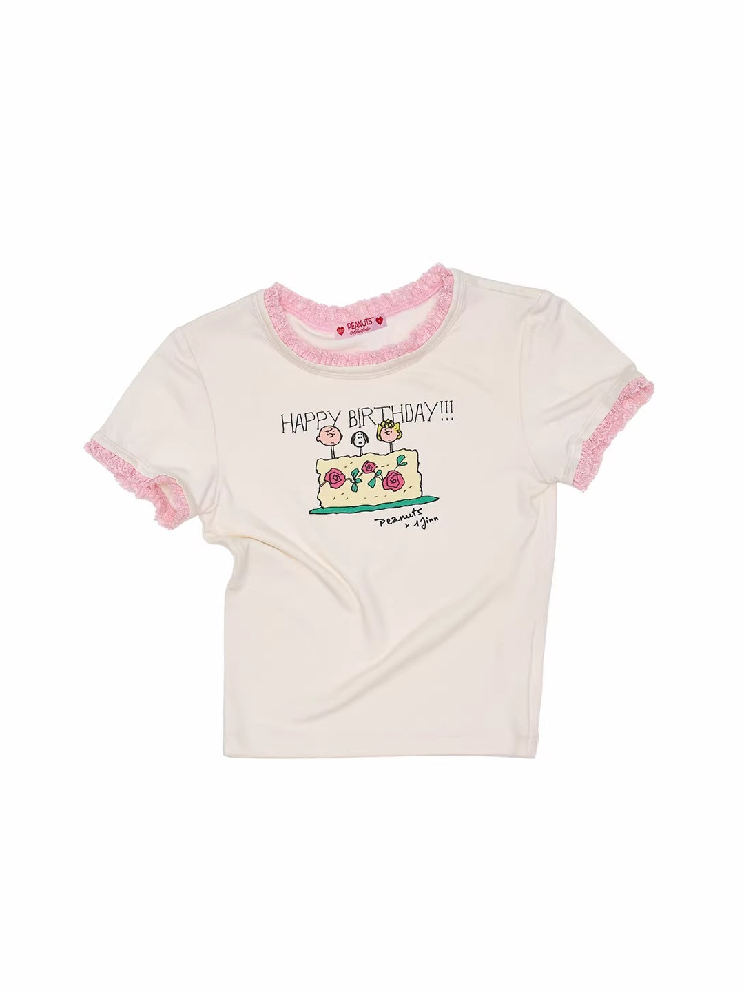 Snoopy Lace Trim Printed T-shirt