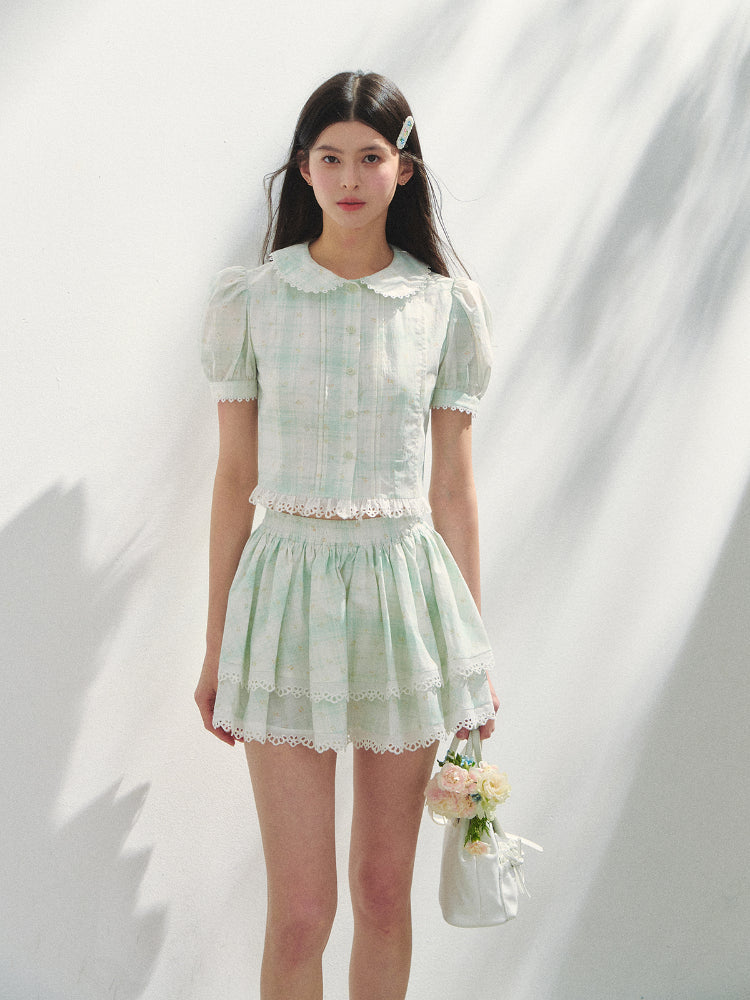 White Cotton Embroidered Shirt & Skirt Set