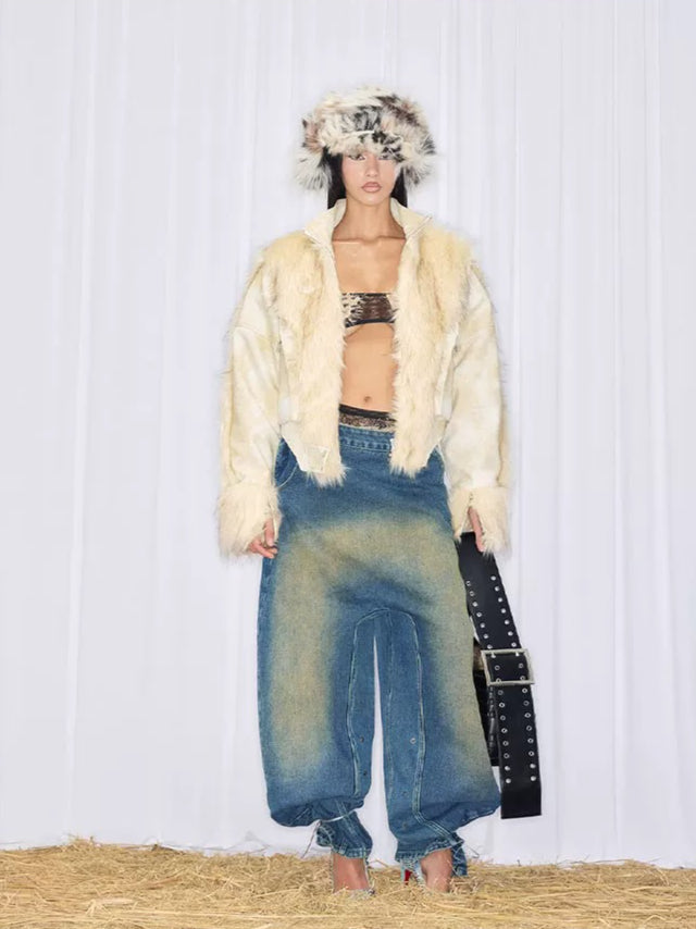 Patchwork Faux Fur Jacket