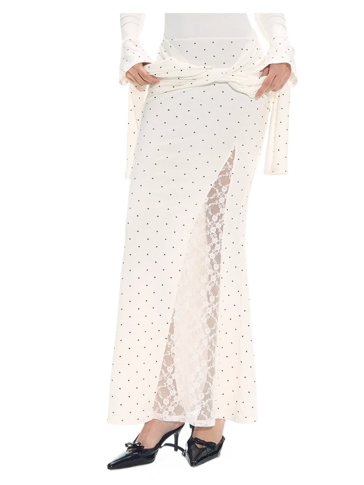 Henley Lace Splice Shirt Dress