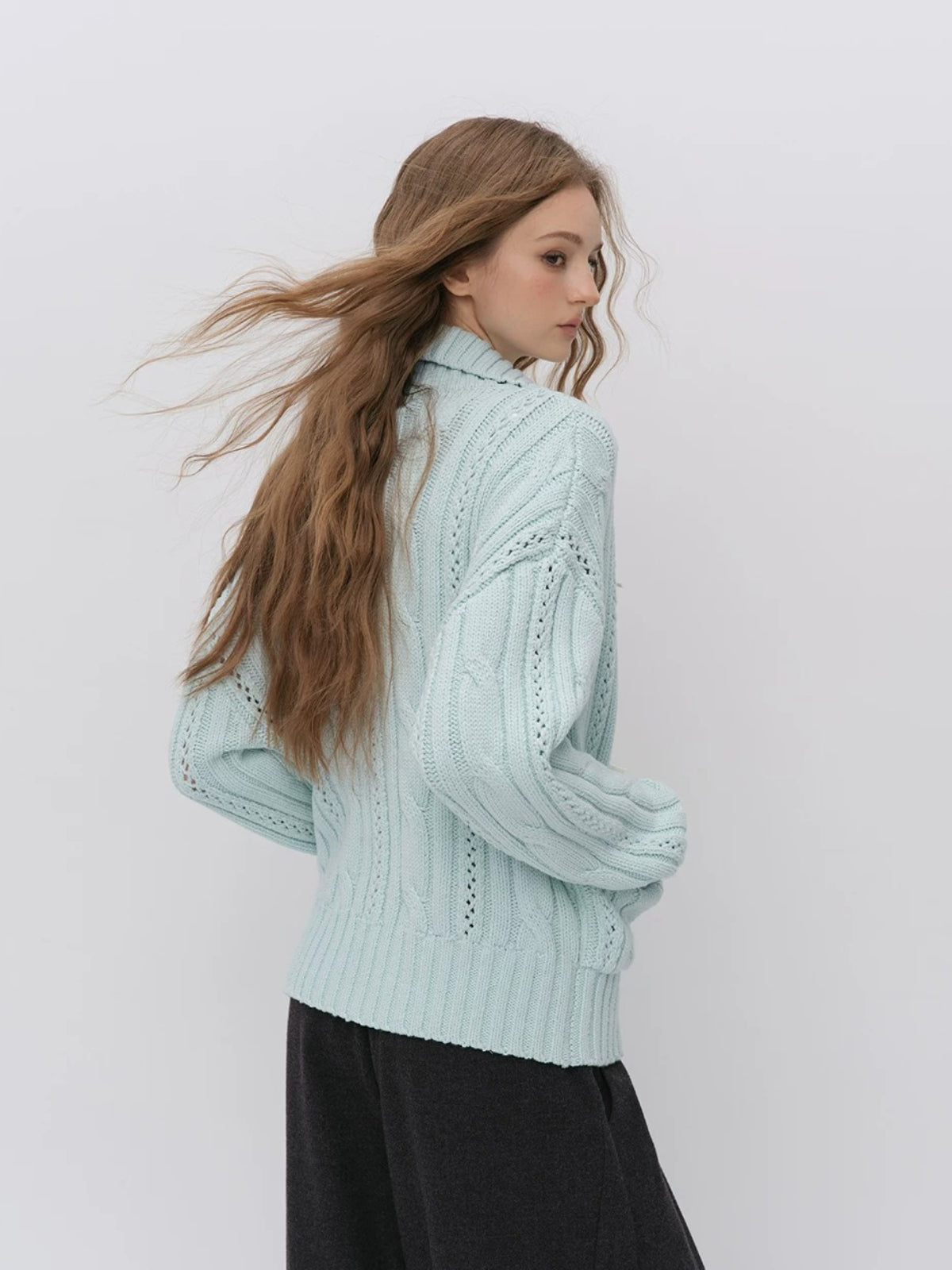 Chunky Cable Knit Bow Cardigan