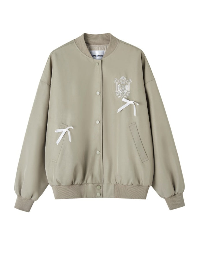 Bow Badge Baseball Jacket