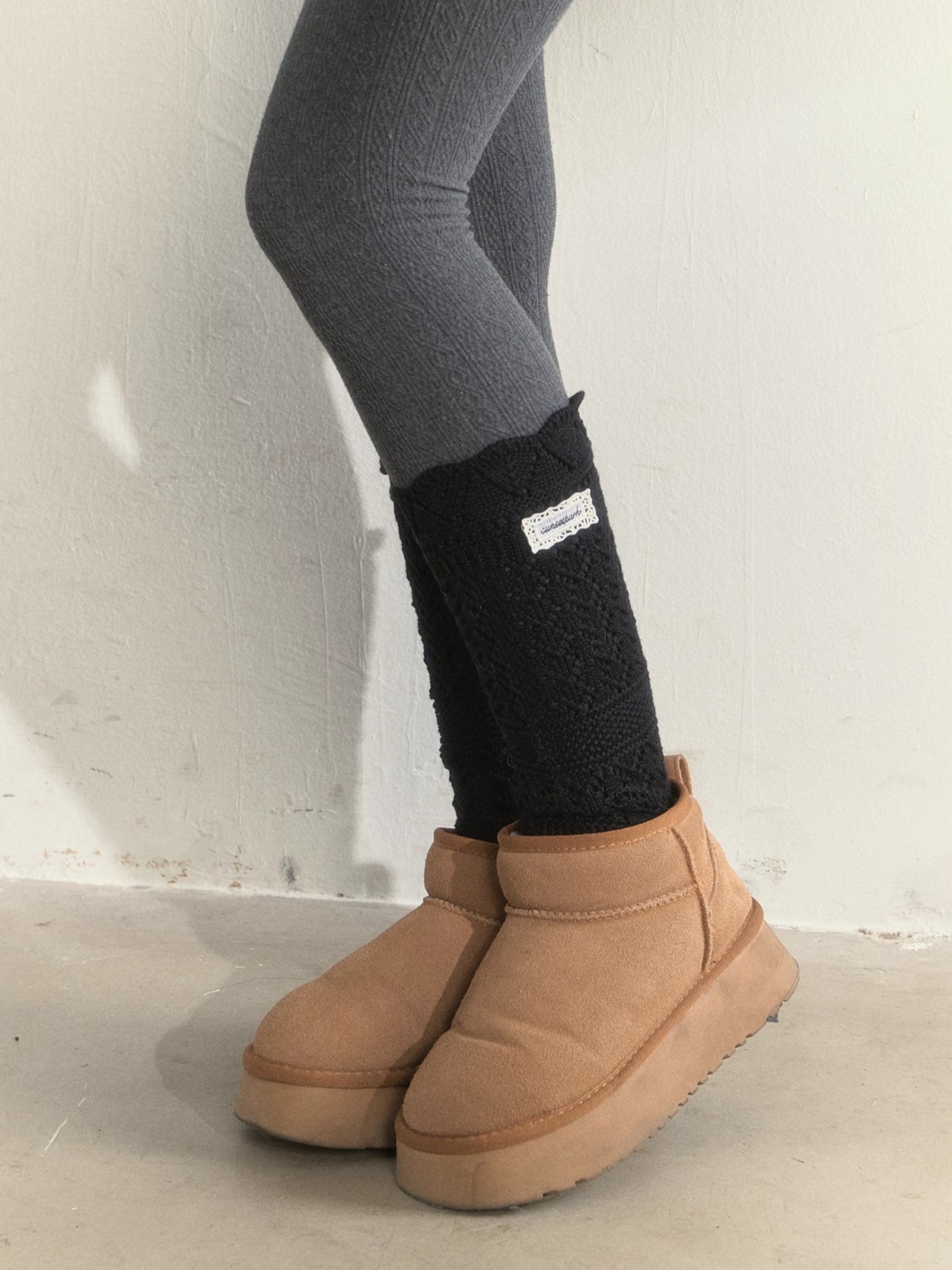 Wool Blend Crochet Mid-Calf Socks